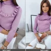 PRĄŻKOWANY SWETER DAMSKI GOLF KOLORY ox128 UNI