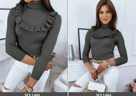 PRĄŻKOWANY SWETER DAMSKI GOLF KOLORY ox128 UNI