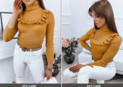 PRĄŻKOWANY SWETER DAMSKI GOLF KOLORY ox128 UNI