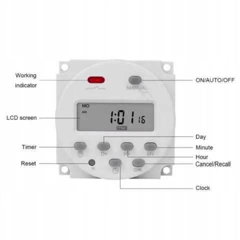 PROGRAMATOR CZASOWY WŁĄCZNIK WYŁĄCZNIK ENERGOOSZCZĘDNY CYFROWY 1s ~ 168h
