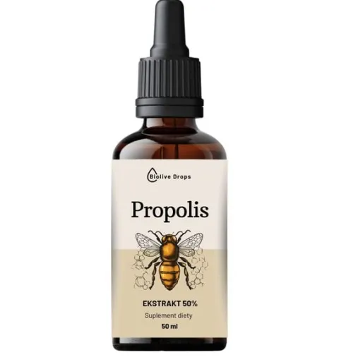 PROPOLIS BEZALKOHOLOWY KROPLE EKSTRAKT 50% WSPARCIE ODPORNOŚCI Poj. 50 ml