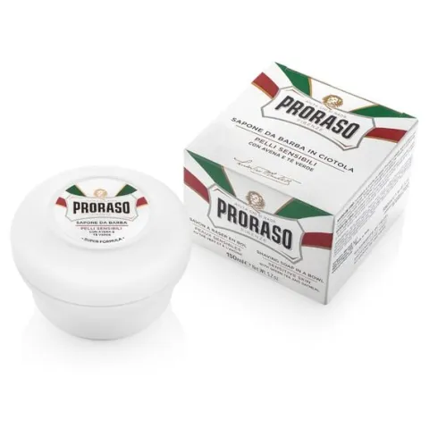 PRORASO Mydło do golenia w tyglu do skóry wrażliwej, linia biała, 150ml