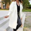 PRZEJŚCIOWY PŁASZCZ Z ALPAKI DUŻY ROZMIAR KOLOR BIAŁY