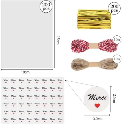200 Przezroczyste Torebki Foliowe 10x15 Cm na Słodycze i Prezenty OPP