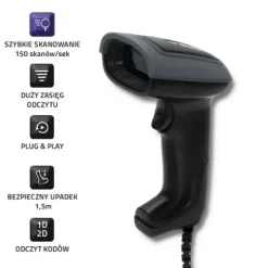 Qoltec Czytnik kodów 1D i 2D | USB