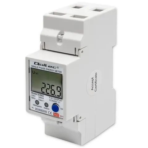 Qoltec Licznik energii DIN Wi-Fi TUYA 230V 60A