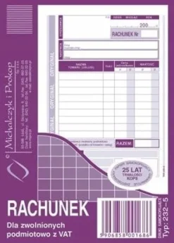 RACHUNEK DLA ZW. Z VAT A6 PION 232-5