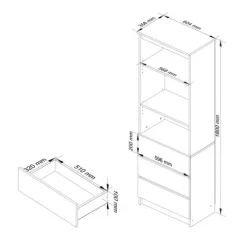 REGAŁ BIUROWY R 60 cm CLP 3 SZUFLADY 2 PÓŁKI DĄB SONOMA / BIAŁY