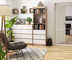 REGAŁ BIUROWY R 60 cm CLP 3 SZUFLADY 2 PÓŁKI DĄB SONOMA / BIAŁY