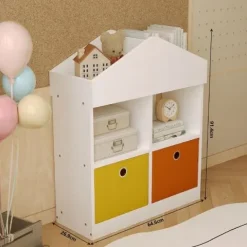 Regał domek na zabawki organizer przegrody szafka książki biały loft 64 cm