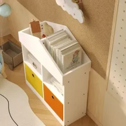 Regał domek na zabawki organizer przegrody szafka książki biały loft 64 cm