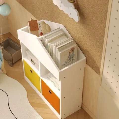 Regał domek na zabawki organizer przegrody szafka książki biały loft 64 cm