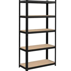 Regał magazynowy metalowy czarny 2w1 5 jasnych półek 150x75x30 cm