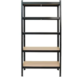 Regał magazynowy metalowy czarny 2w1 5 jasnych półek 150x75x30 cm