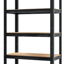 Regał magazynowy metalowy czarny 2w1 5 jasnych półek 180x90x40 cm