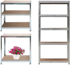 Regał magazynowy metalowy 2w1, 5 półek 180x90x40 cm