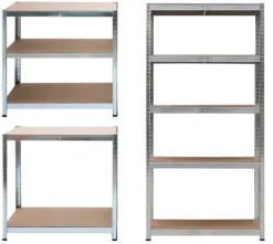 Regał magazynowy metalowy 2w1, 5 półek 180x90x40 cm