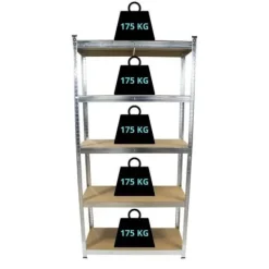 Regał magazynowy stalowy 180 cm – 5 półek, mocny, do garażu, piwnicy, udźwig 875 kg, RM-033-1