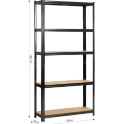 Regał metalowy do garażu piwnicy magazynowy 90x30x180 cm czarny