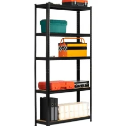 Regał metalowy do garażu piwnicy magazynowy 90x30x180 cm czarny