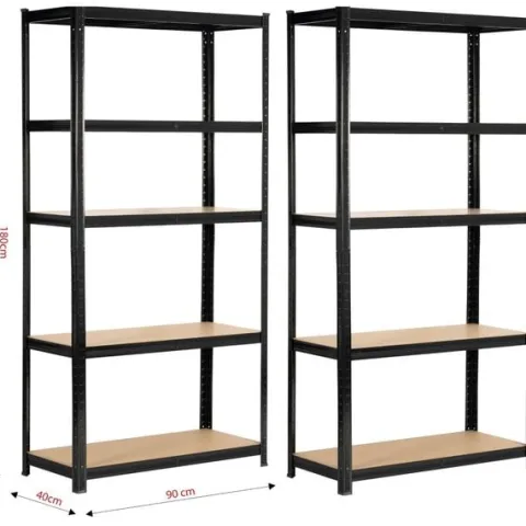 Regał metalowy do garażu piwnicy magazynowy zestaw 2 sz. 90x40x180 czarny