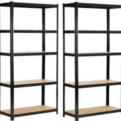 Regał metalowy do garażu piwnicy magazynowy zestaw 2 sz. 90x40x180 czarny