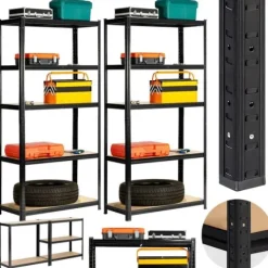 Regał metalowy do garażu piwnicy magazynowy zestaw 2 sz. 90x40x180 czarny