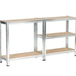 Regał metalowy do garażu piwnicy magazynowy zestaw 2 sz. 70x30x154 srebrny