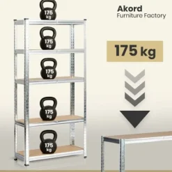 Regał metalowy do garażu piwnicy magazynowy zestaw 2 sz. 70x30x154 srebrny