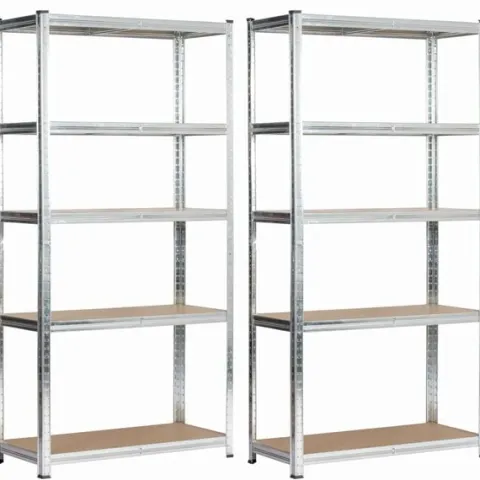 Regał metalowy do garażu piwnicy magazynowy zestaw 2 sz. 90x40x180 srebrny