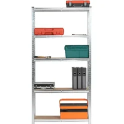 Regał metalowy do garażu piwnicy magazynowy 90x30x180 cm srebrny