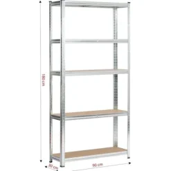 Regał metalowy do garażu piwnicy magazynowy 90x30x180 cm srebrny