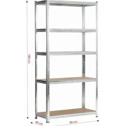 Regał metalowy do garażu piwnicy magazynowy 90x40x180 cm srebrny