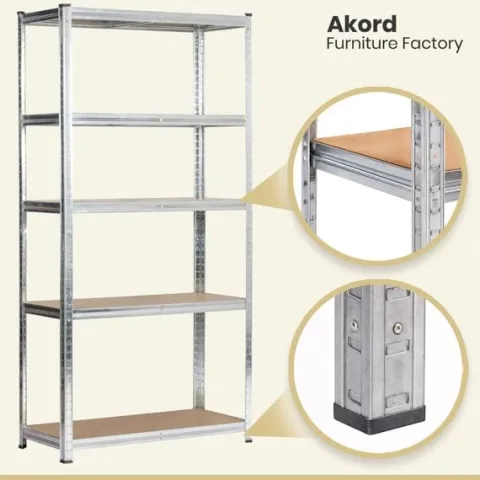 Regał metalowy do garażu piwnicy magazynowy 90x40x180 cm srebrny