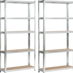 Regał metalowy do garażu piwnicy magazynowy zestaw 2 sz. 90x30x180 srebrny