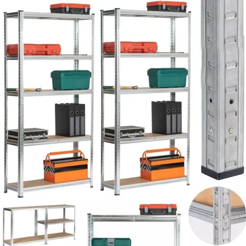 Regał metalowy do garażu piwnicy magazynowy zestaw 2 sz. 90x30x180 srebrny