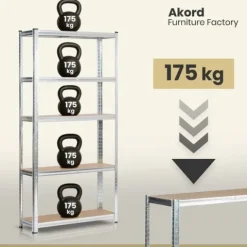 Regał metalowy do garażu piwnicy magazynowy zestaw 2 sz. 90x30x180 srebrny
