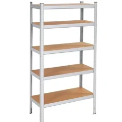 REGAŁ METALOWY MAGAZYNOWY 5 PÓŁEK SREBRNY 1000KG 205x120x40 cm GARAŻOWY