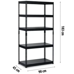 Regał metalowy magazynowy 183 x 90 x 45 cm Humberg HR-700 czarny