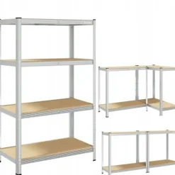 REGAŁ METALOWY MAGAZYNOWY 150x75x30cm 4 PÓŁKI MDF 150kg 600kg DO GARAŻU