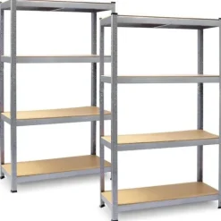 Regał metalowy magazynowy zestaw 2 szt 150 x 75 x 30 cm Plonos PL-700