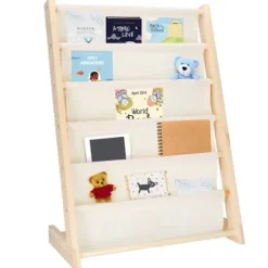 Regał na książki dla dzieci, 80 cm organizer 5 półek, drewniany