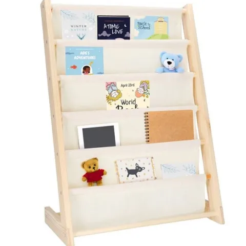 Regał na książki dla dzieci, 80 cm organizer 5 półek, drewniany