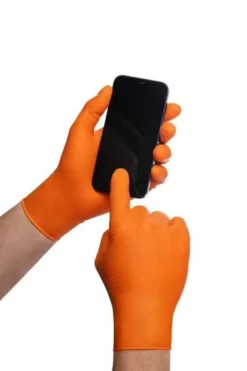 RĘKAWICE nitrylowe MERCATOR gogrip orange S 50 szt., rękawice warsztatowe