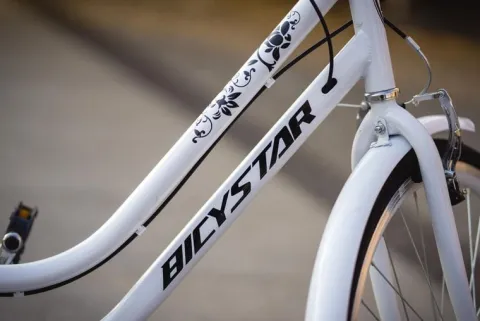 ROWER DAMSKI MIEJSKI Z BIEGAMI BIAŁY RÓŻOWY CZARNY
