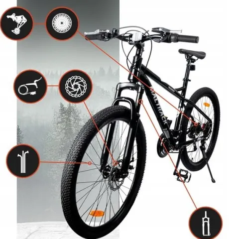 ROWER GÓRSKI MTB 21 BIEGÓW 2 TARCZE STALOWA RAMA 15" KOŁA 26" NÓŻKA ODBLASK