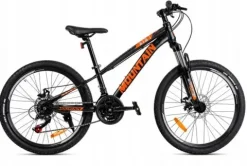 ROWER GÓRSKI MTB 24 CALI NA KOMUNIĘ AMORTYZACJA HAMULCE TARCZOWE 125-150cm