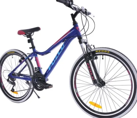Rower górski MTB Fuzlu Team koła 24 alu. rama 14,5" ciemnoniebieski/malinowy/biały dla chłopca na komunię
