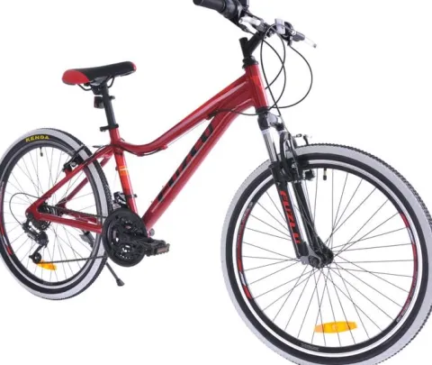 Rower górski MTB Fuzlu Team koła 24 alu. rama 14,5" czerwony/czarny połysk dla chłopca na komunię
