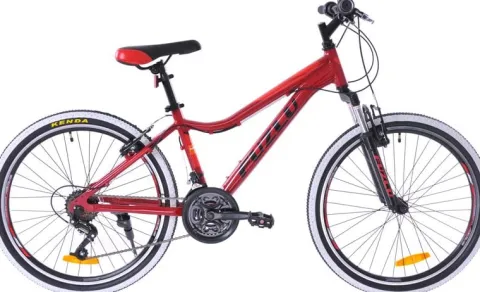 Rower górski MTB Fuzlu Team koła 24 alu. rama 14,5" czerwony/czarny połysk dla chłopca na komunię